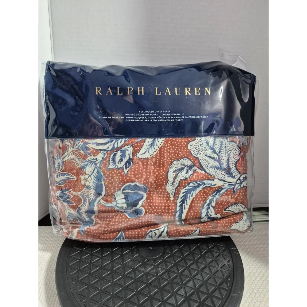 Ralph Lauren Duvet Cover Full/Queen Orange Mirabelle Floral Cotton Retired $375